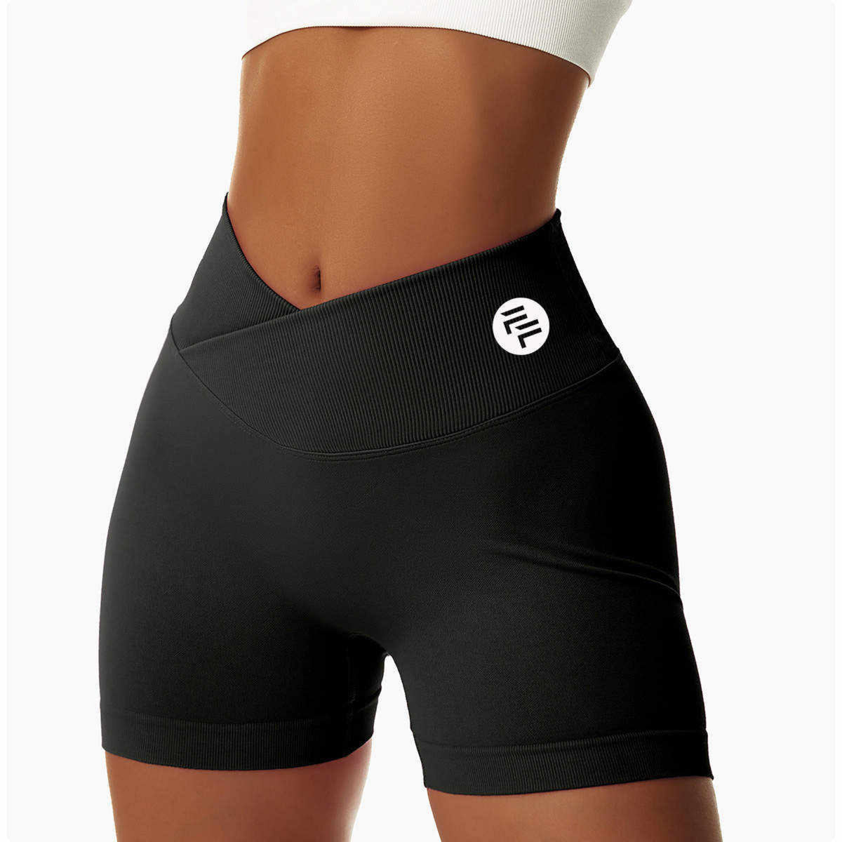 Black seamless shorts cross waist